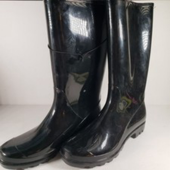 Time and Tru Rubber Boots Women’s Size 6 Black Neoprene Water Resistant Tall - Picture 2 of 4